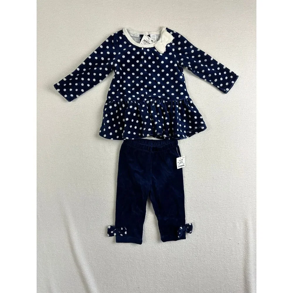First Impressions Matching Set Girls 6-9 Months Polka Dot Top Corduroy Pants NWT